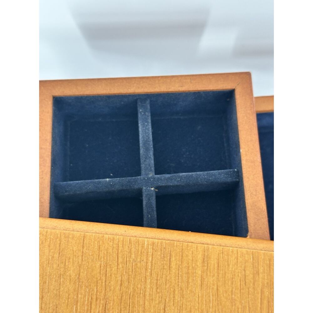 Vintage Wood Jewelry Box Four Tier Flex Zorb Velvet lined 80’s Swivel - Picture 4 of 7